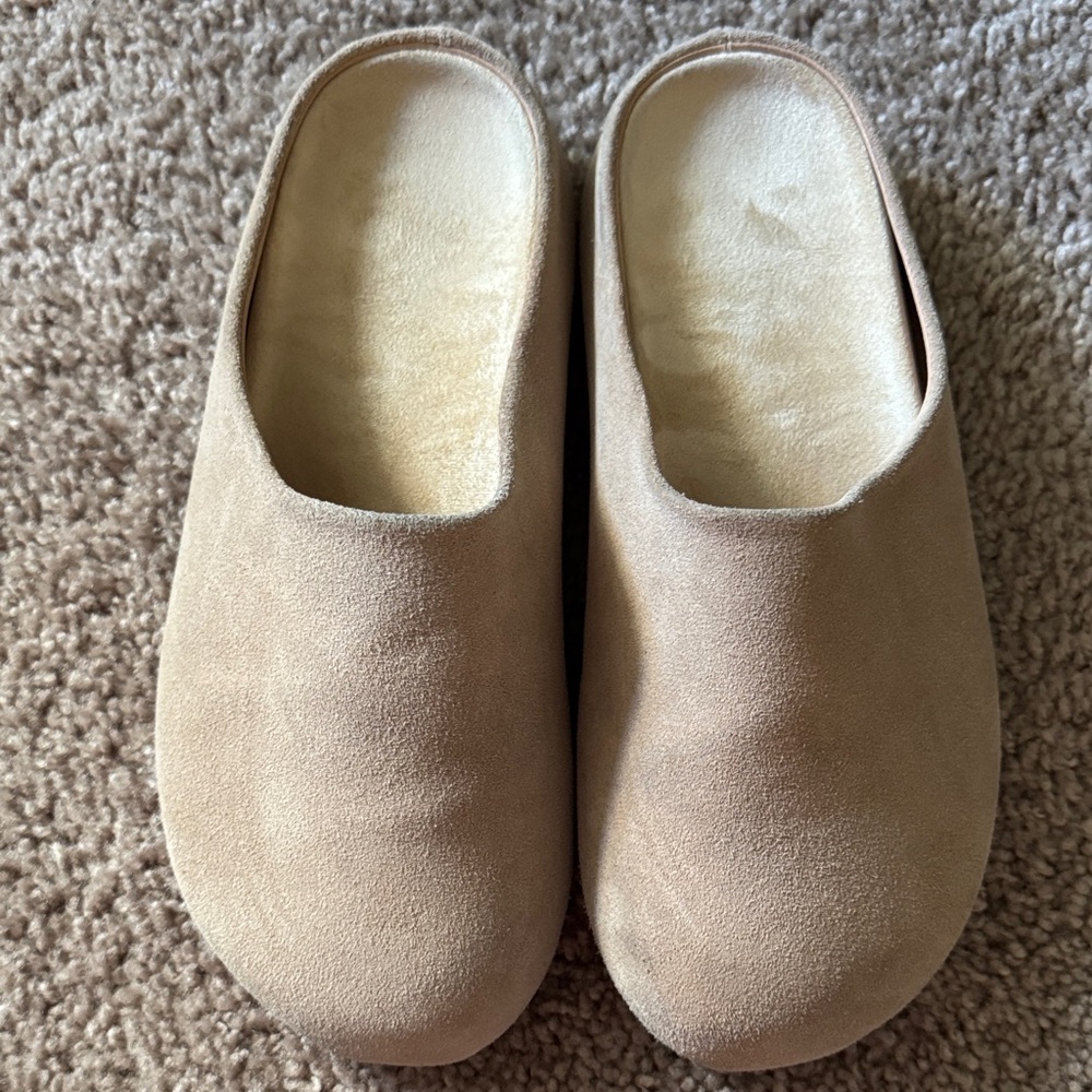 Cozy Tan Suede Slippers